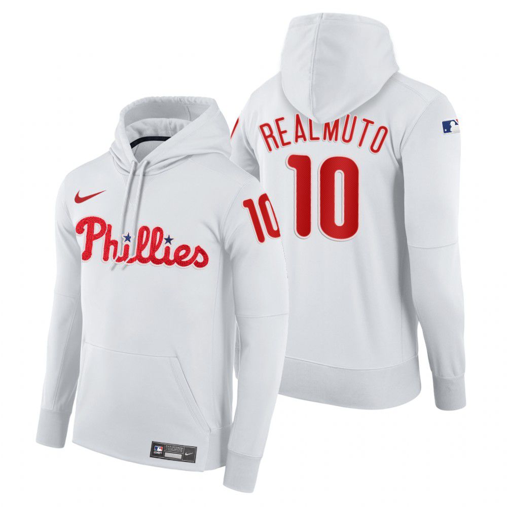 Men Philadelphia Phillies #10 Realmuto white home hoodie 2021 MLB Nike Jerseys